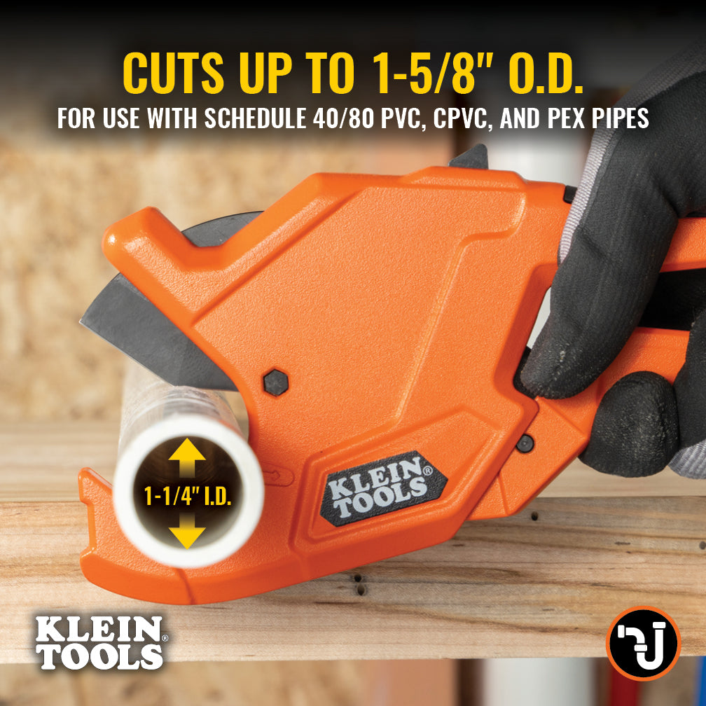 Klein Tools 50044 1-1/4-Inch Precision Ratcheting PVC Pipe Cutter - Edmondson Supply