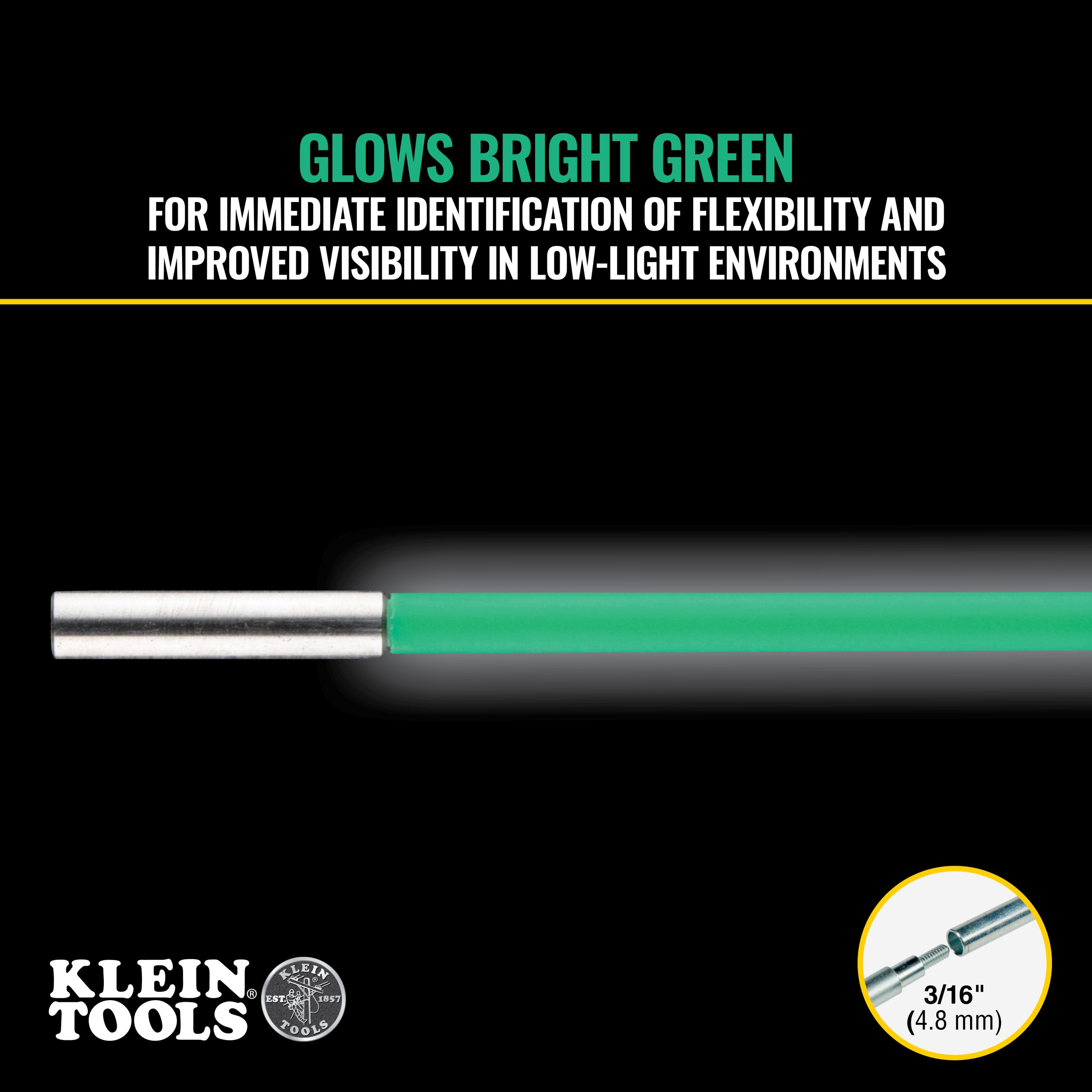Klein Tools 50051 Hi-Flex Glow Fish Rod, 5-Foot - Edmondson Supply