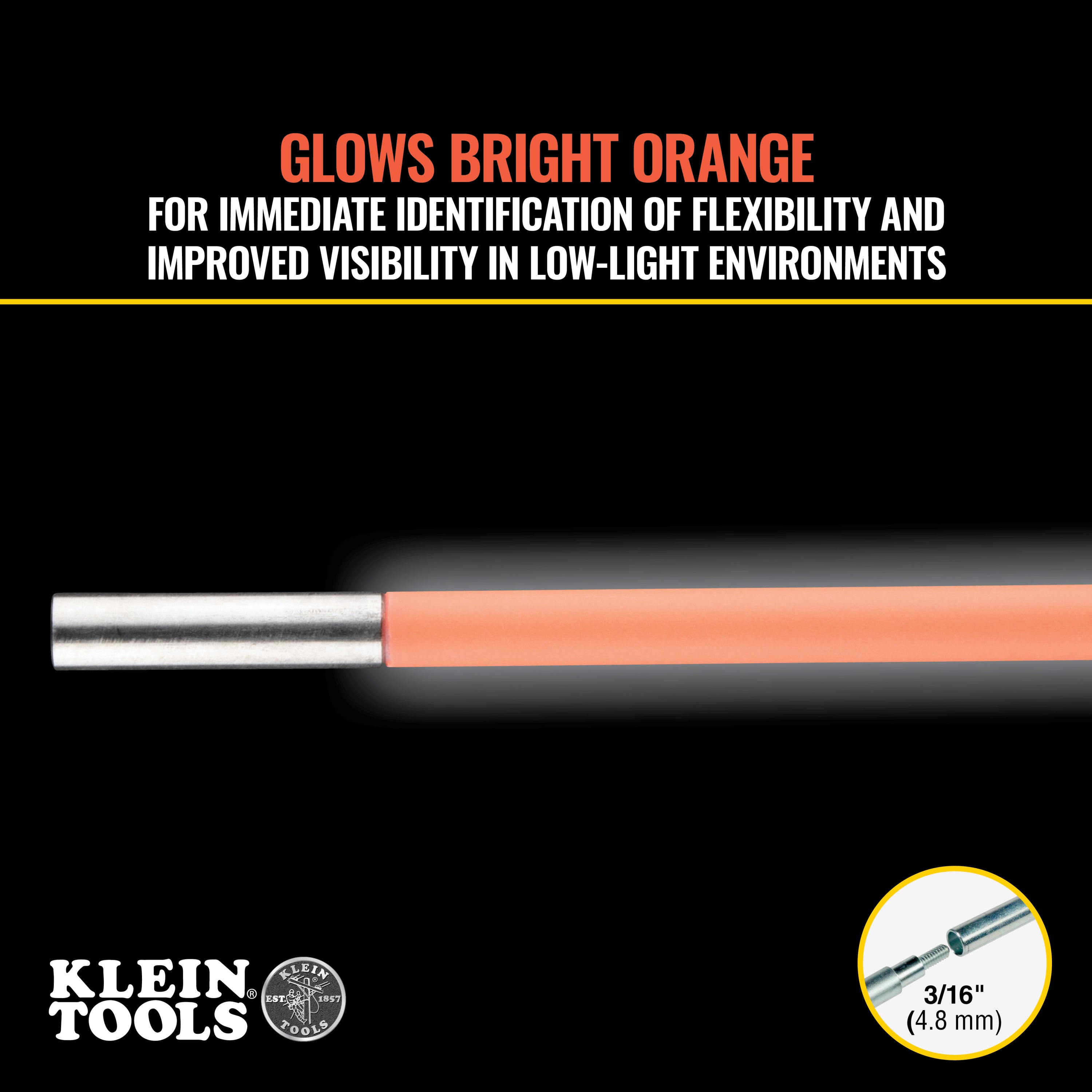 Klein Tools 50053 Lo-Flex Glow Fish Rod, 5-Foot - Edmondson Supply