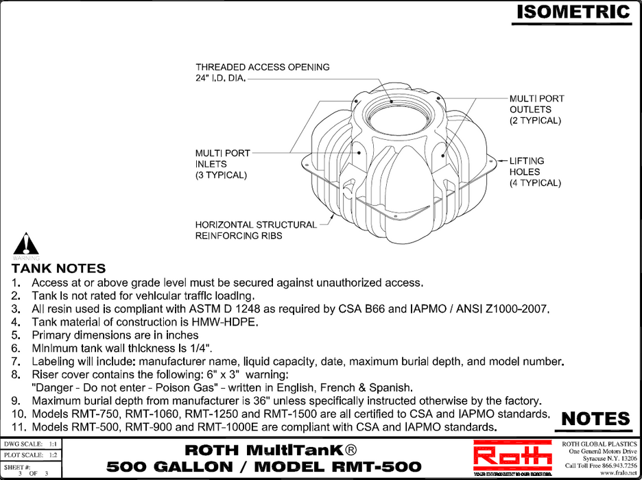 Roth MultiTank® 500 Gallon Septic Tank, Cistern, Portable Water Tank - LOCAL PICK-UP ONLY (Copy)
