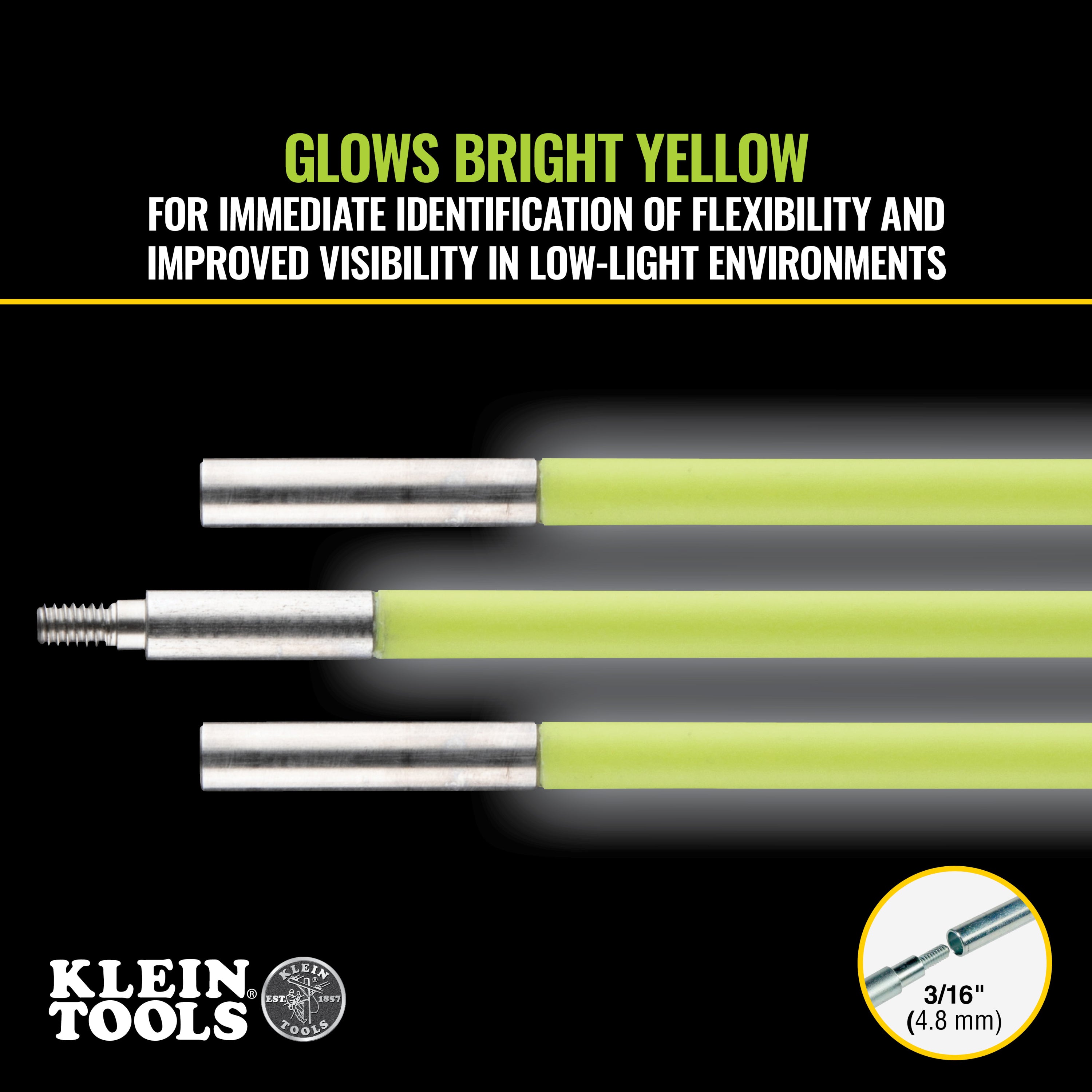 Klein Tools 50152 Mid-Flex Glow Fish Rod, 15-Foot - Edmondson Supply