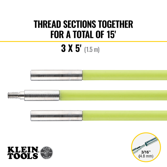 Klein Tools 50152 Mid-Flex Glow Fish Rod, 15-Foot - Edmondson Supply