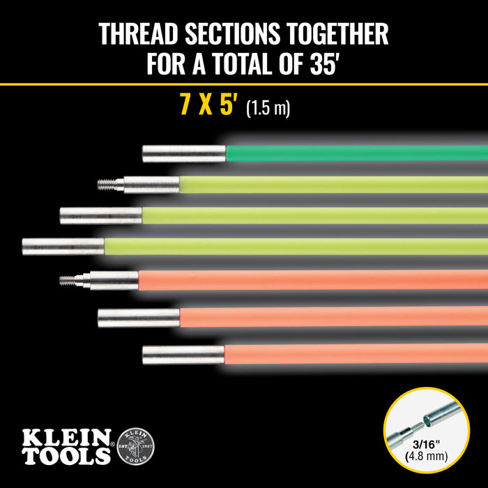 Klein Tools 50354 Multi-Flex Glow Rod Set, 35-Foot - Edmondson Supply