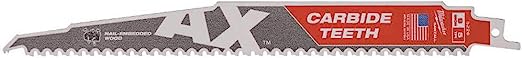 Milwaukee 48-00-5226 SAWZALL® The AX™ with Carbide Teeth Wood Blade 9" 5TPI, 1pk