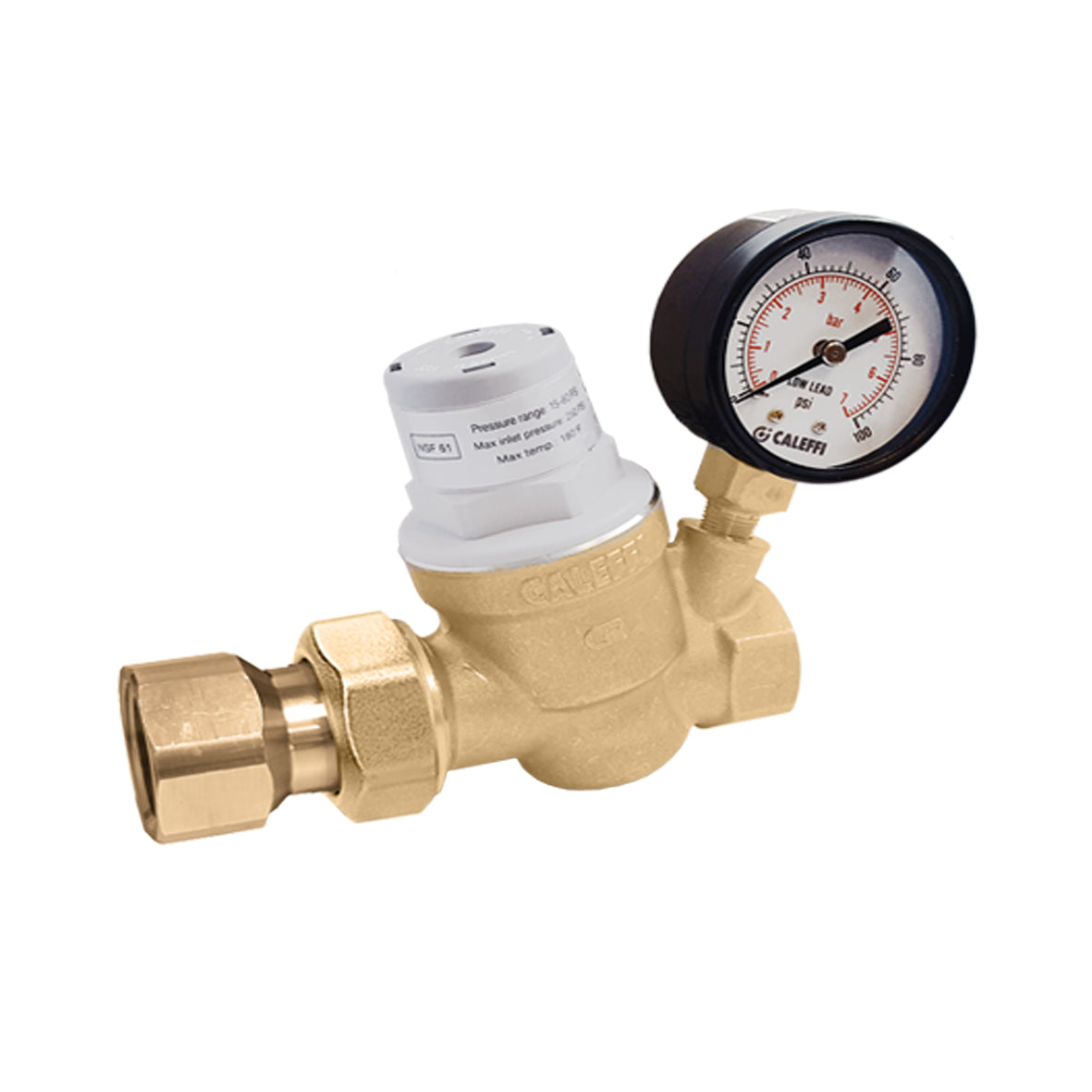 Caleffi 533351HA PresCal™ Compact Pressure Reducing Valve with Gauge, 3/4" FNPT Union x FNPT - Edmondson Supply