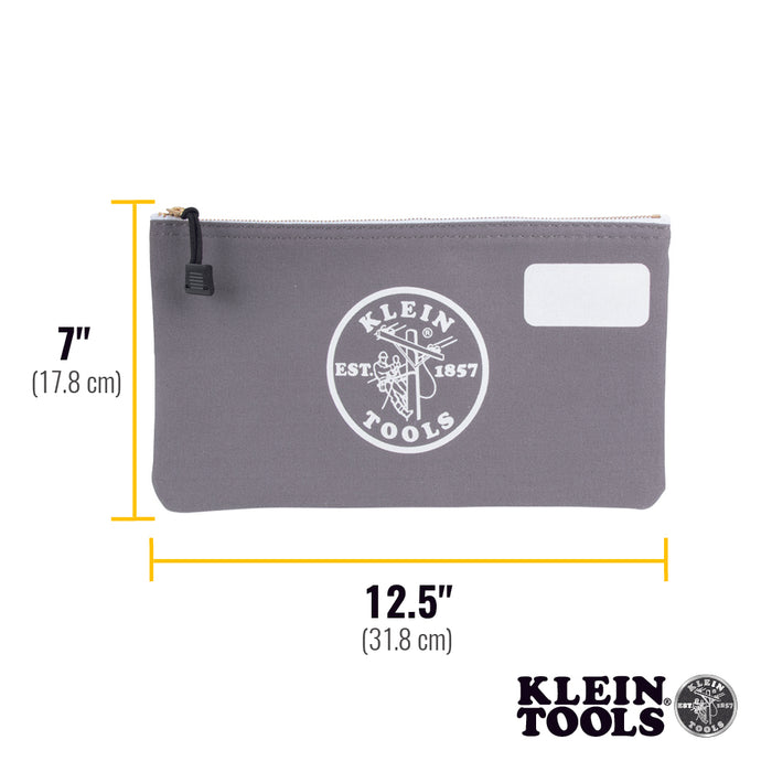 Klein Tools 55578 Zipper Bag with Divider, Canvas Tool Pouch, 7-Inch, Gray - Edmondson Supply