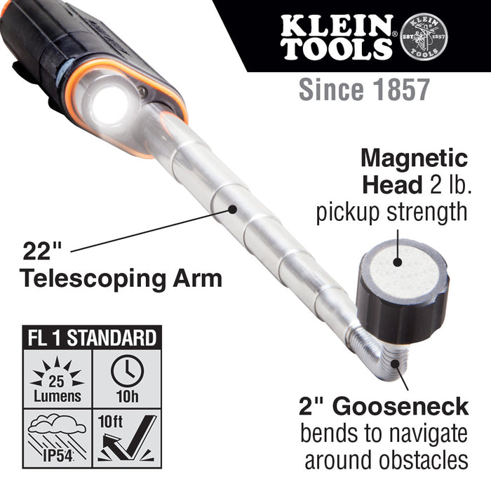 Klein Tools 56027 Telescoping Magnetic LED Light and Pickup Tool - Edmondson Supply