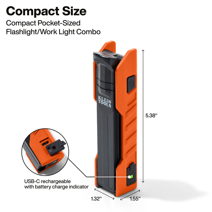 Klein Tools 56073 Rechargeable Handheld Folding Work Light - Edmondson Supply