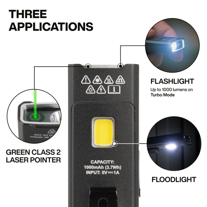 Klein Tools 56074 Rechargeable Slim-Profile LED Pocket Flashlight with Laser - Edmondson Supply