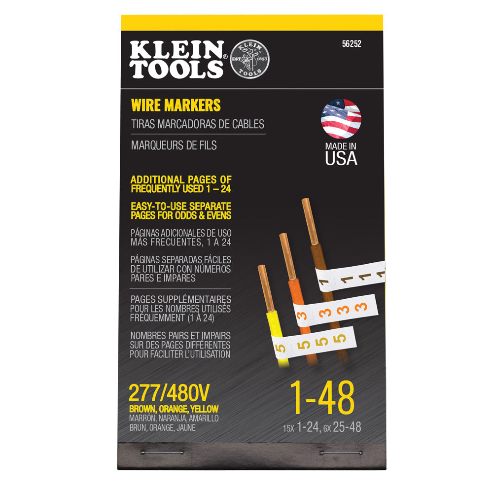 Klein Tools 56252 Wire Marker Book, 277/480V 3 Phase 1-48 - Edmondson Supply