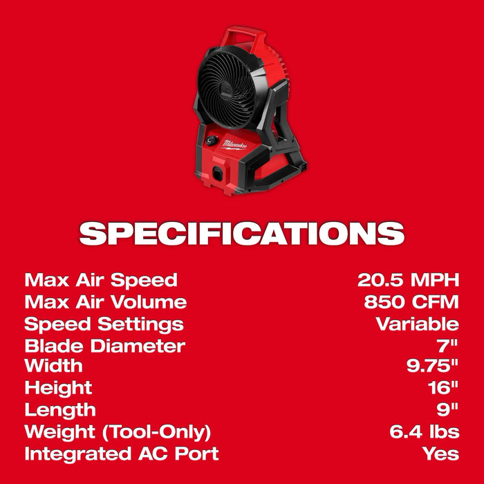 Milwaukee 0818-20 M18™ Brushless PACKOUT™ Fan - Edmondson Supply