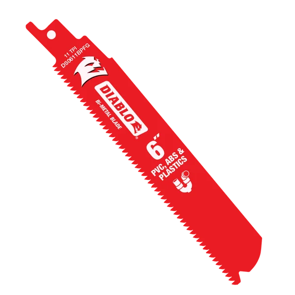 Diablo Tools DS0611BPFG5 6" 11TPI Bi-Metal Reciprocating Saw Blade for PVC, ABS, and Plastics - Edmondson Supply