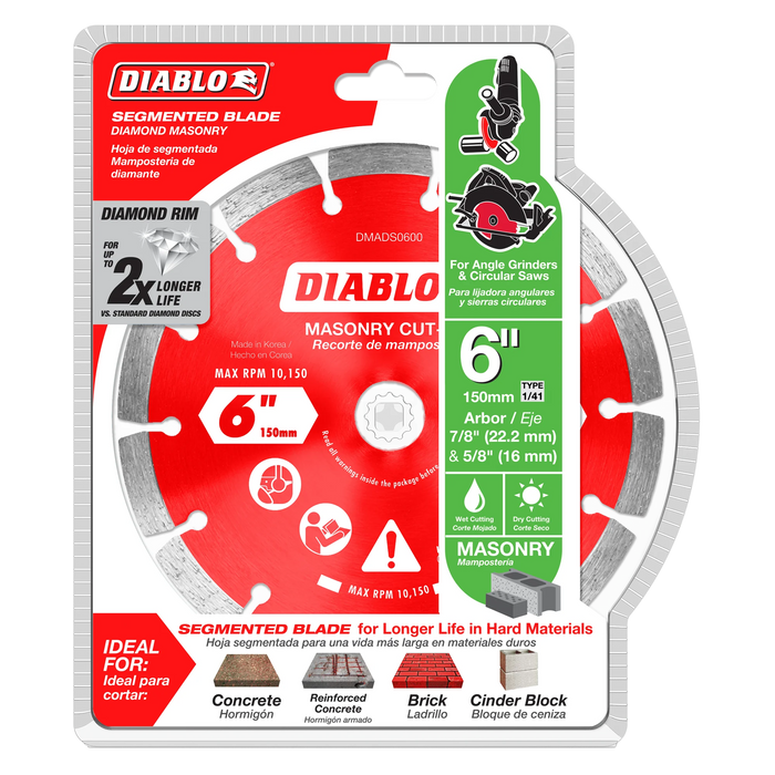 Diablo Tools DMADS0600 6" Diamond Segmented Masonry Cut-Off Disc - Edmondson Supply