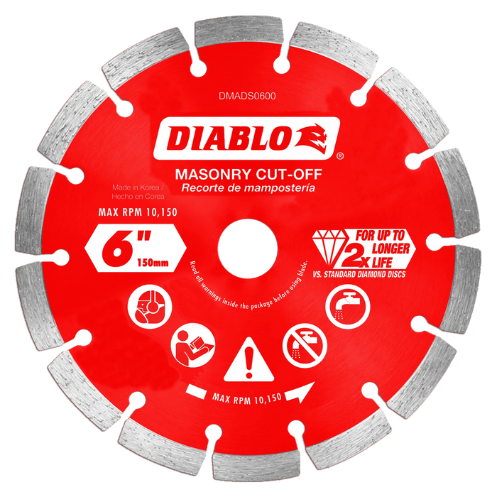 Diablo Tools DMADS0600 6" Diamond Segmented Masonry Cut-Off Disc - Edmondson Supply