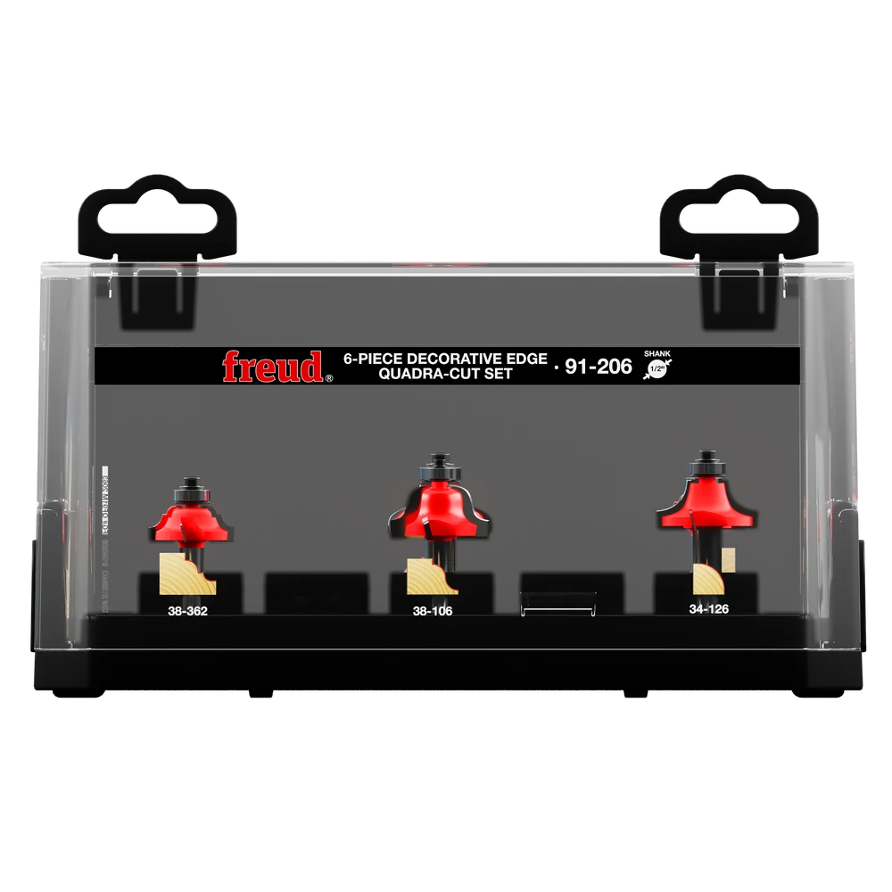 Freud 91-206 6 Piece Decorative Edge Quadra-Cut™ Router Bit Set - Edmondson Supply