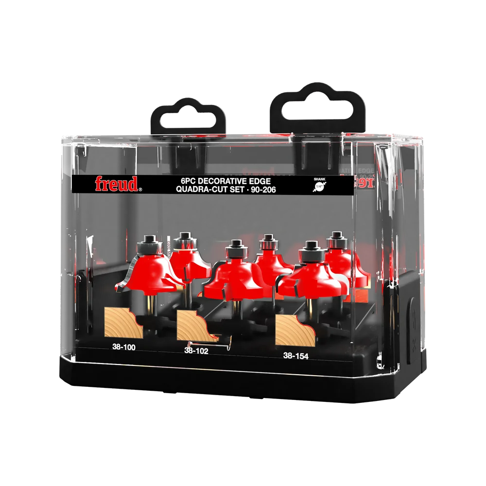 Freud 90-206 6 Piece Decorative Edge Quadra-Cut™ Router Bit Set - Edmondson Supply