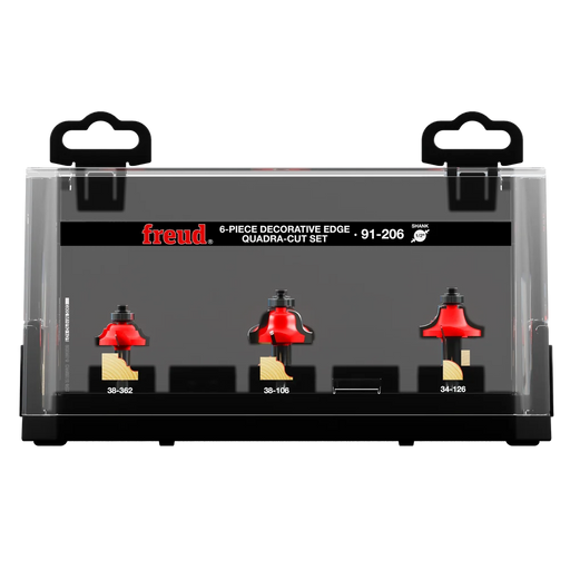 Freud 91-206 6 Piece Decorative Edge Quadra-Cut™ Router Bit Set - Edmondson Supply