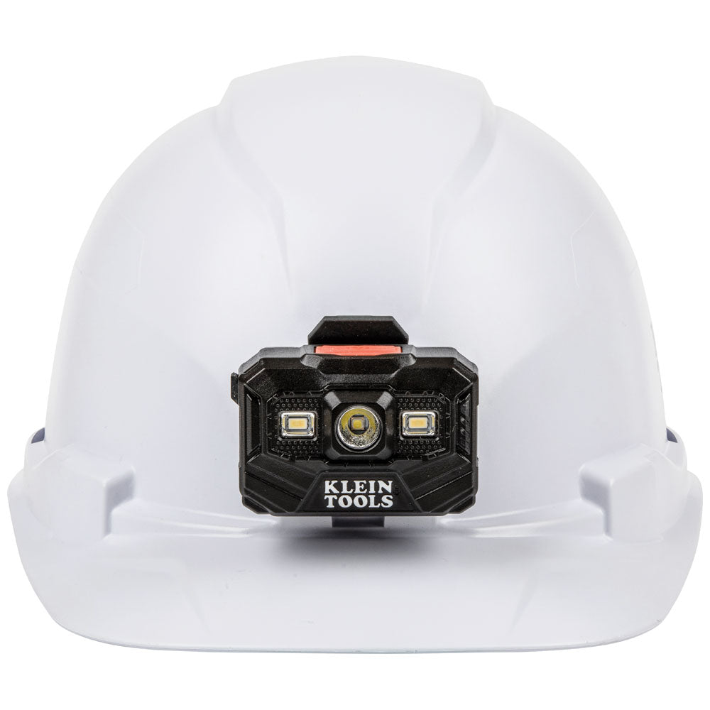 Klein Tools 60107RL Hard Hat, Non-Vented, Cap Style with Rechargeable Headlamp, White - Edmondson Supply