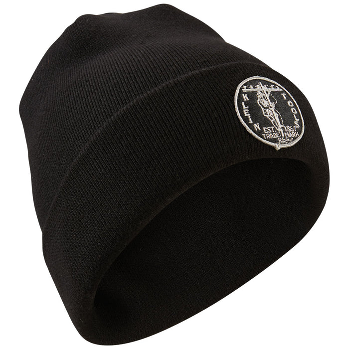 Klein Tools 60388 Heavy Knit Hat, Black, Vintage Patch Logo - Edmondson