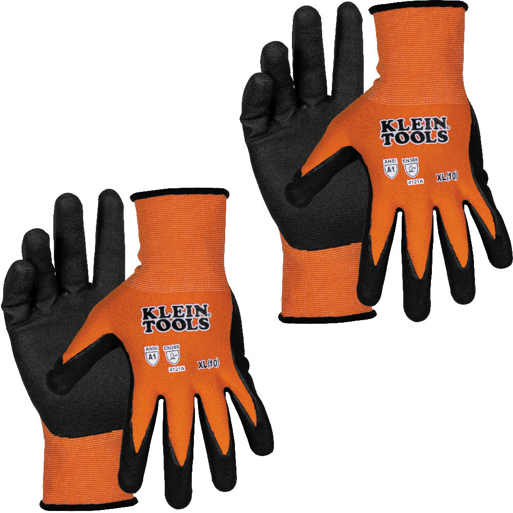 Klein Tools 60582 Knit Dipped Gloves, Cut Level A1, Touchscreen, X-Large, 2-Pair - Edmondson Supply