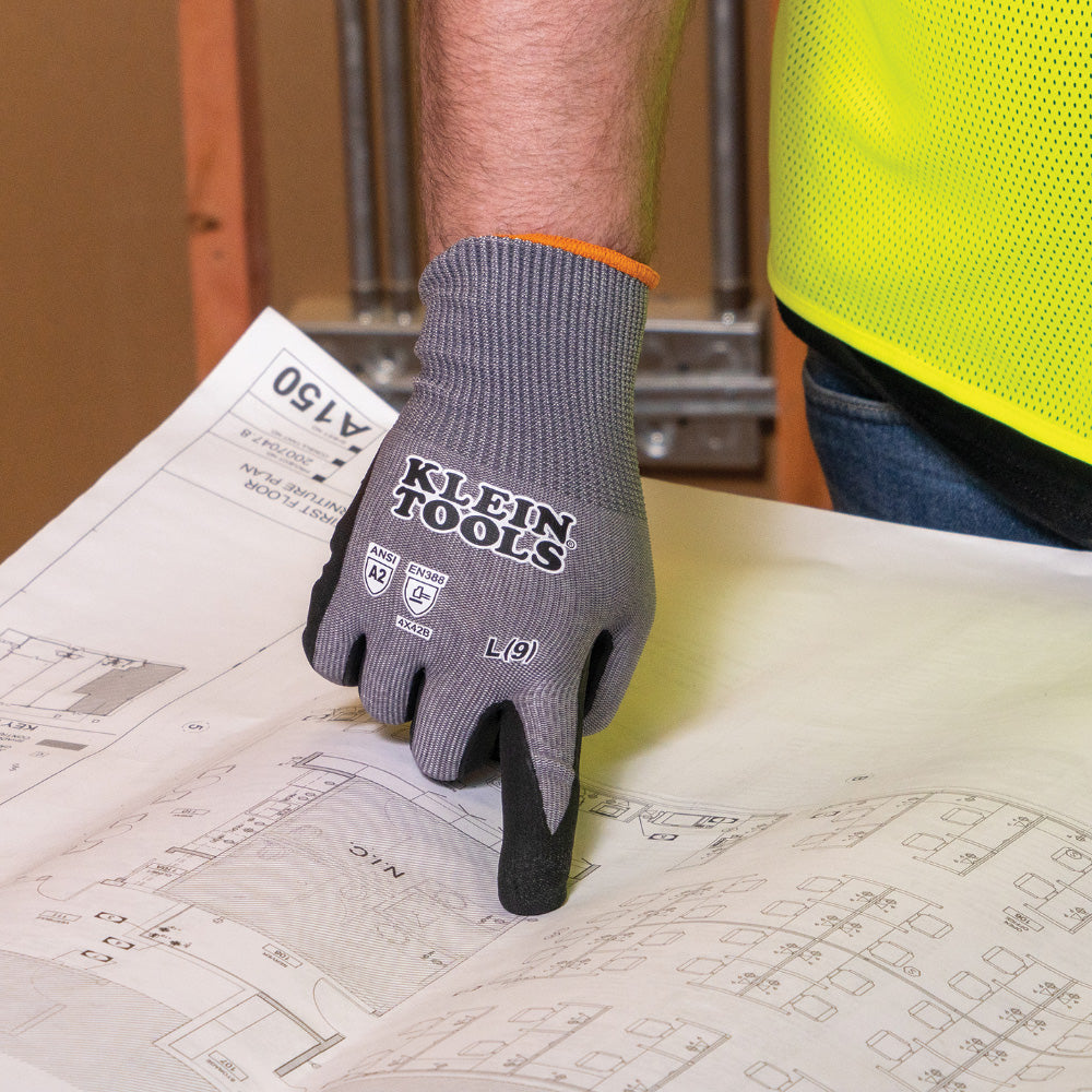 Klein Tools 60586 Knit Dipped Gloves, Cut Level A2, Touchscreen, X-Large, 2-Pair - Edmondson Supply
