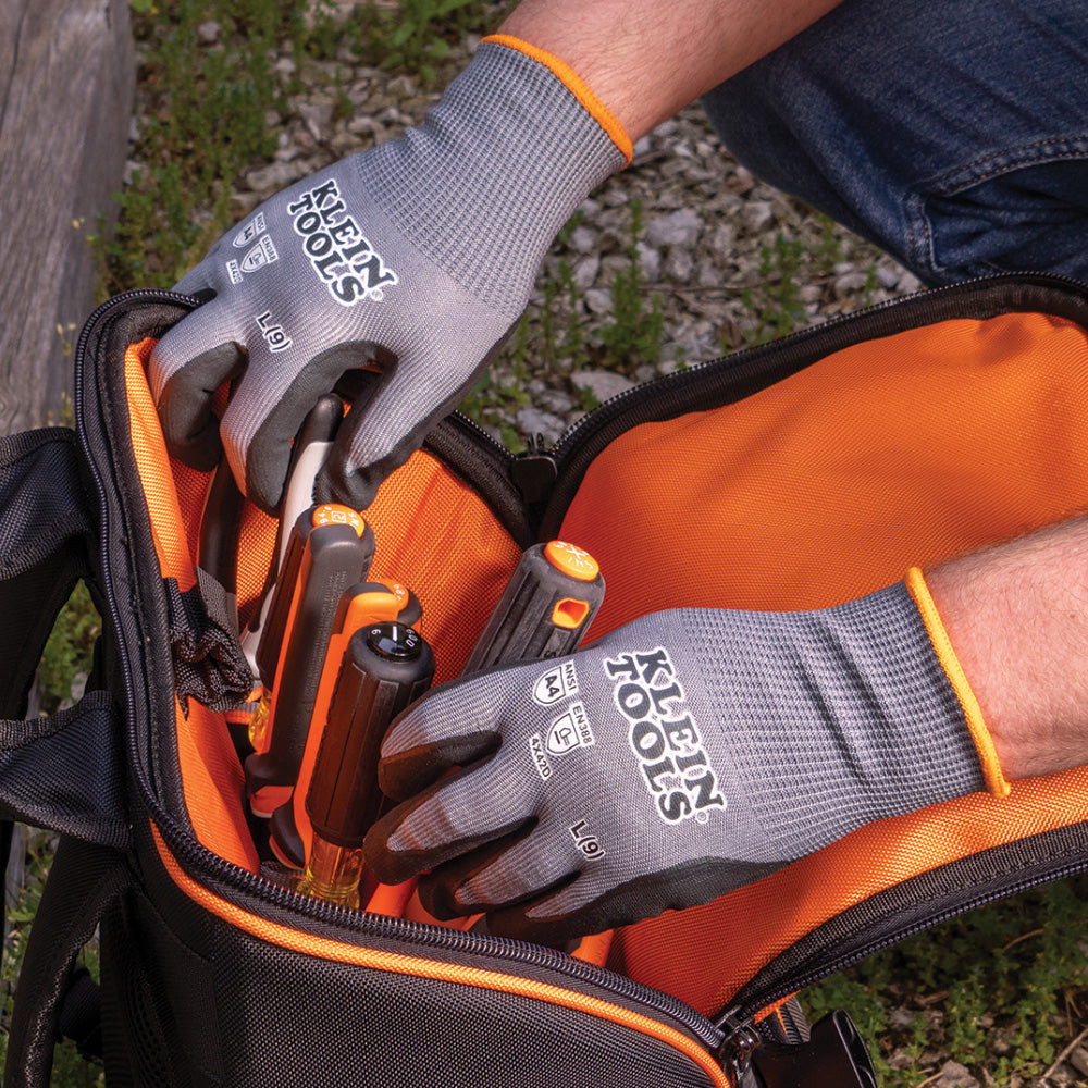 Klein Tools 60590 Knit Dipped Gloves, Cut Level A4, Touchscreen, X-Large, 2-Pair - Edmondson Supply