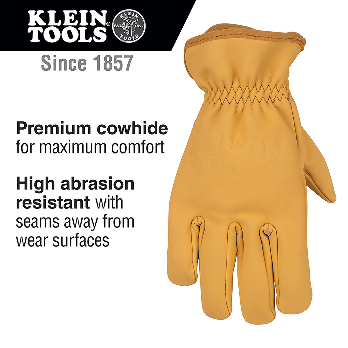 Klein Tools 60604 Cowhide Leather Gloves, Large - Edmondson Supply
