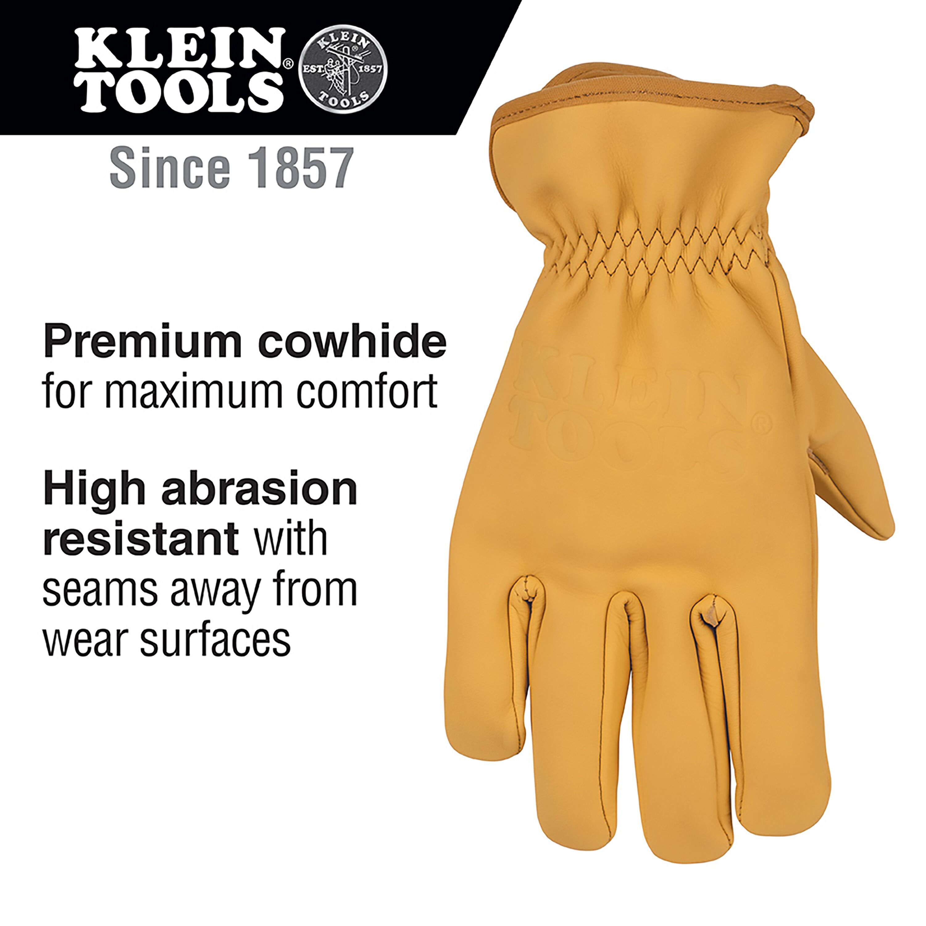 Klein Tools 60605 Cowhide Leather Gloves, X-Large - Edmondson Supply