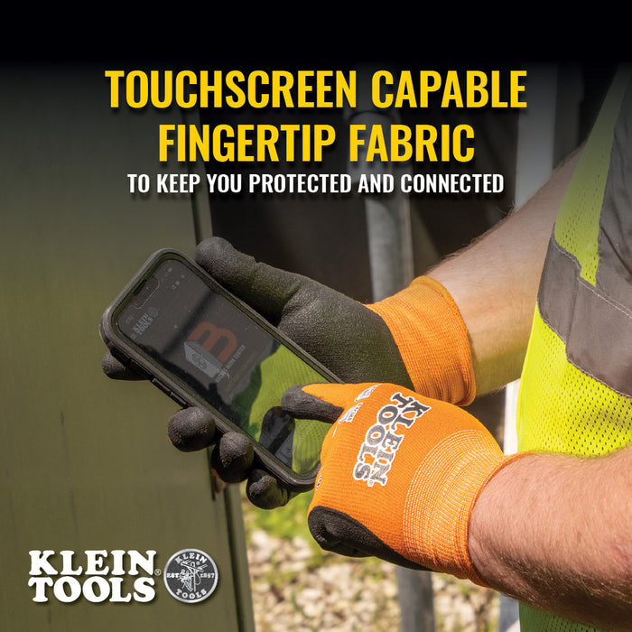 Klein Tools 60672 Knit Dipped Gloves, Cut Level A1, Touchscreen, Large, 1-Pair - Edmondson Supply