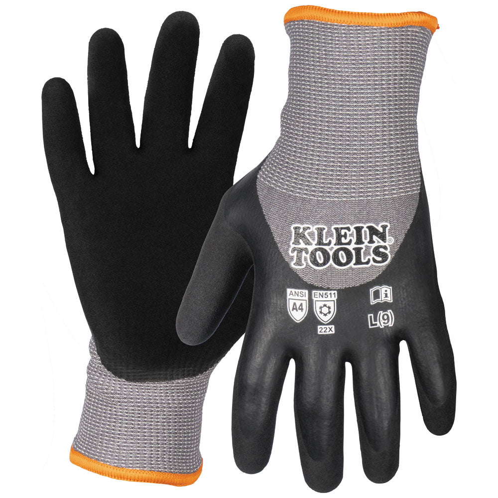 Klein Tools 60839 Winter Knit Dipped Gloves, Cut Level A4 Touchscreen, Large - Edmondson Supply