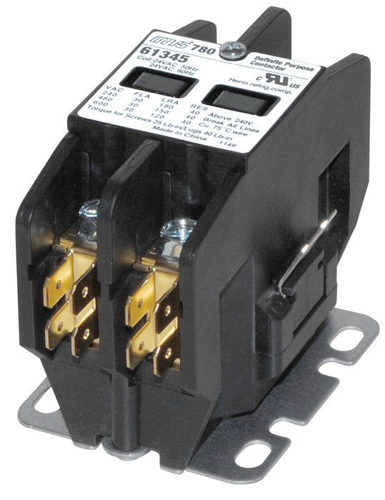 Mars 61345 2 Pole 30 Amp Definite Purpose Contactor, 24V Coil