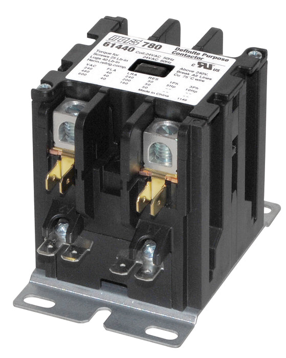 Mars 61440 2 Pole 40 Amp Definite Purpose Contactor with Lugs, 24V Coil - Edmondson Supply