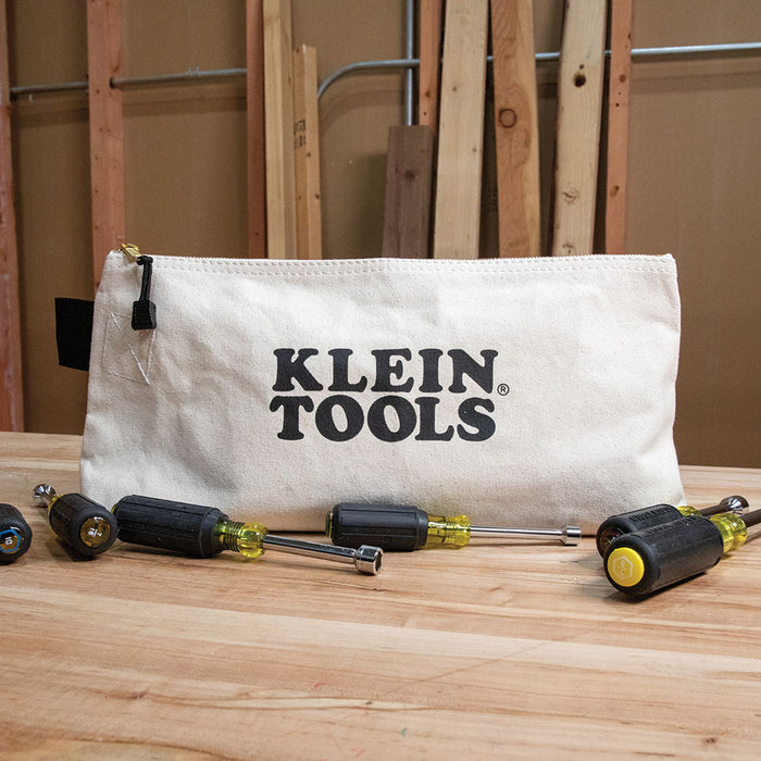 Klein Tools 62042 Zipper Bag, Extra-Long Canvas Tool Pouch, 16-Inch, Natural - Edmondson Supply