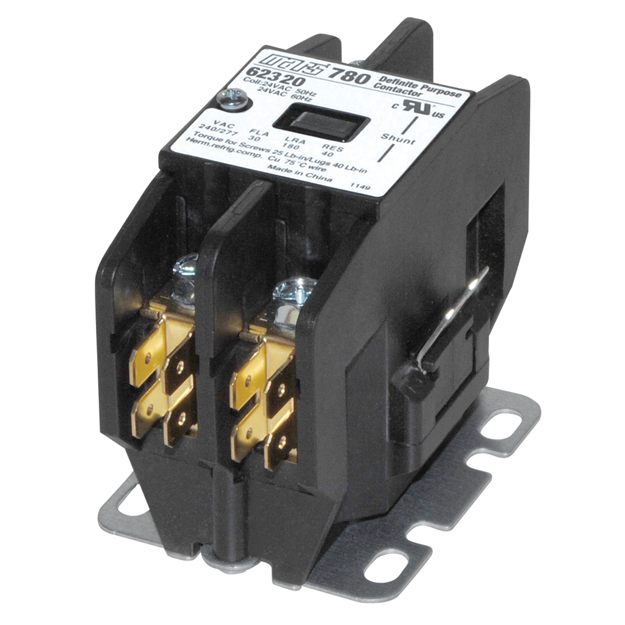 Mars 62320 1-1/2 Pole 30 Amp Definite Purpose Contactor, 24V Coil, A2L Compliant - Edmondson Supply