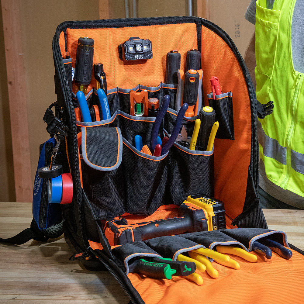 Klein Tools 62482 Tradesman Pro™ Tool Station Tool Bag Backpack, 27 Pockets - Edmondson Supply