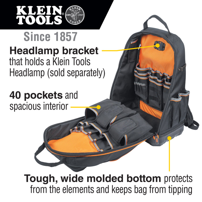 Klein Tools 62800BP Tradesman Pro™ XL Tool Bag Backpack, 40 Pockets - Edmondson Supply