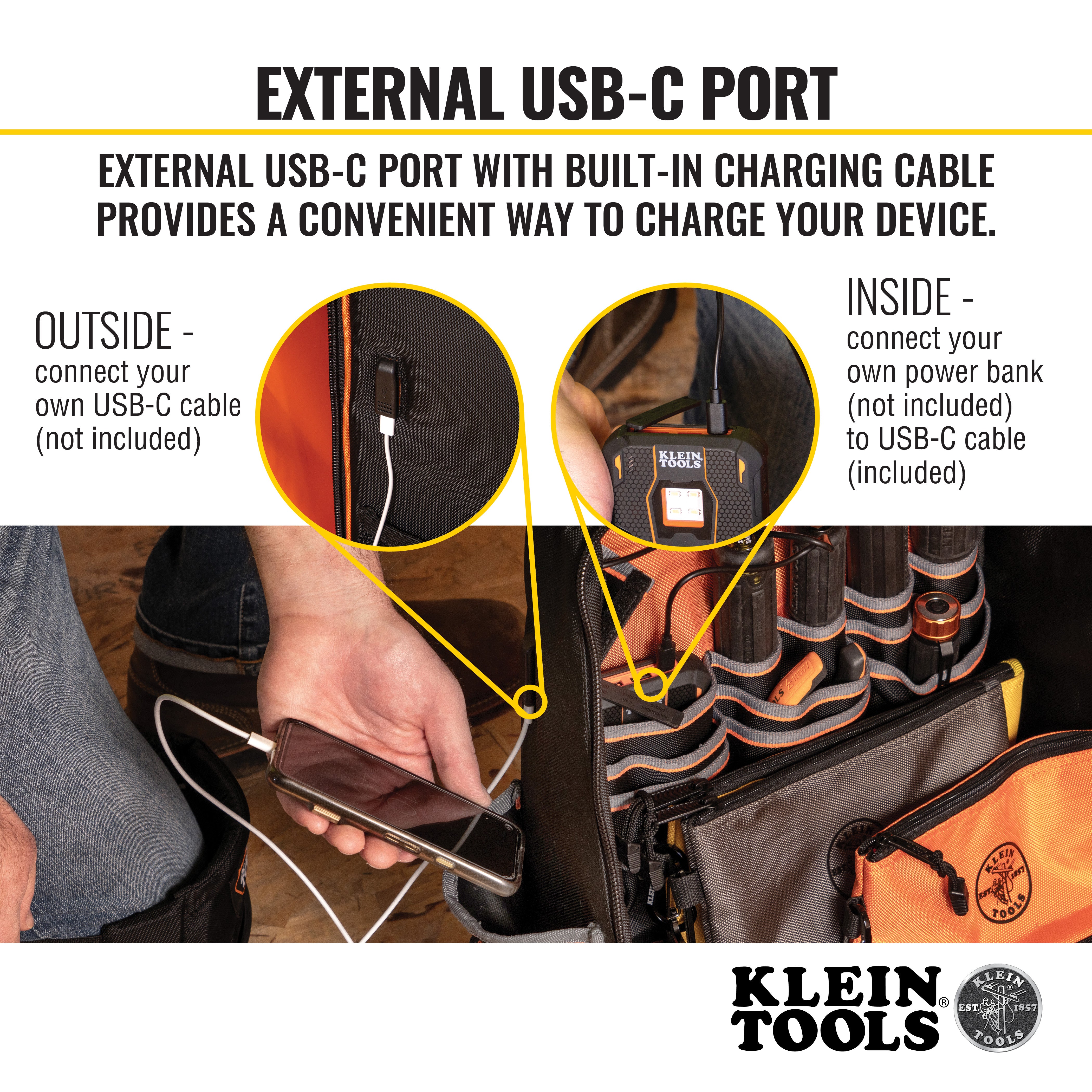 Klein Tools 62482 Tradesman Pro™ Tool Station Tool Bag Backpack, 27 Pockets - Edmondson Supply