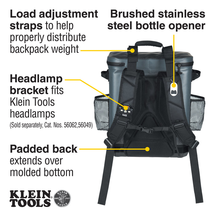Klein Tools 62810BPCLR Backpack Cooler, Insulated, 30 Can Capacity
