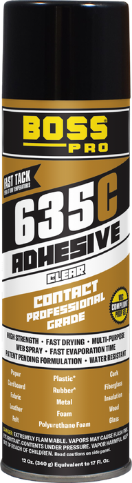 Boss Products 635C Professional Grade Spray Contact Adhesive, 12 oz Aerosol Can