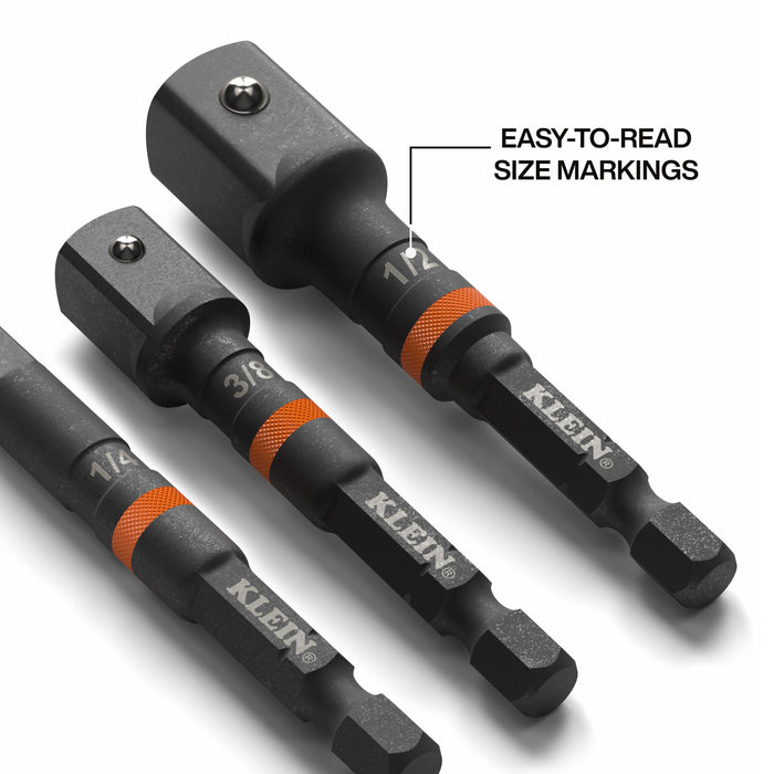 Klein Tools 65030A 3-Inch Impact Socket Adapter Set - Edmondson Supply
