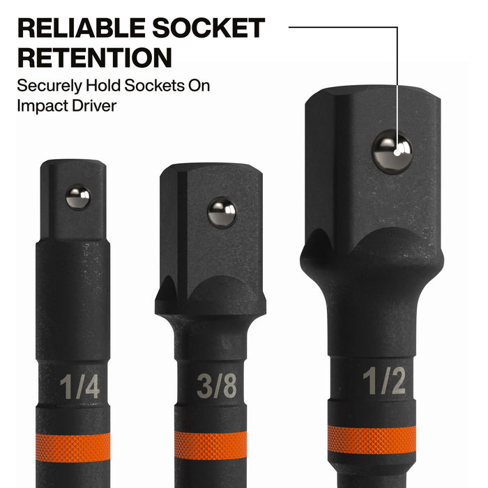 Klein Tools 65030A 3-Inch Impact Socket Adapter Set - Edmondson Supply