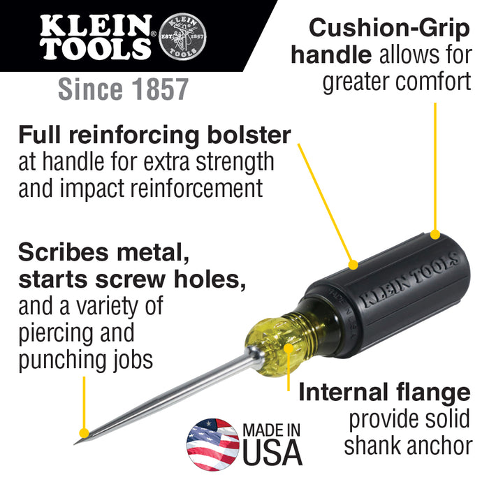 Klein Tools 650 Cushion-Grip Scratch Awl - Edmondson Supply