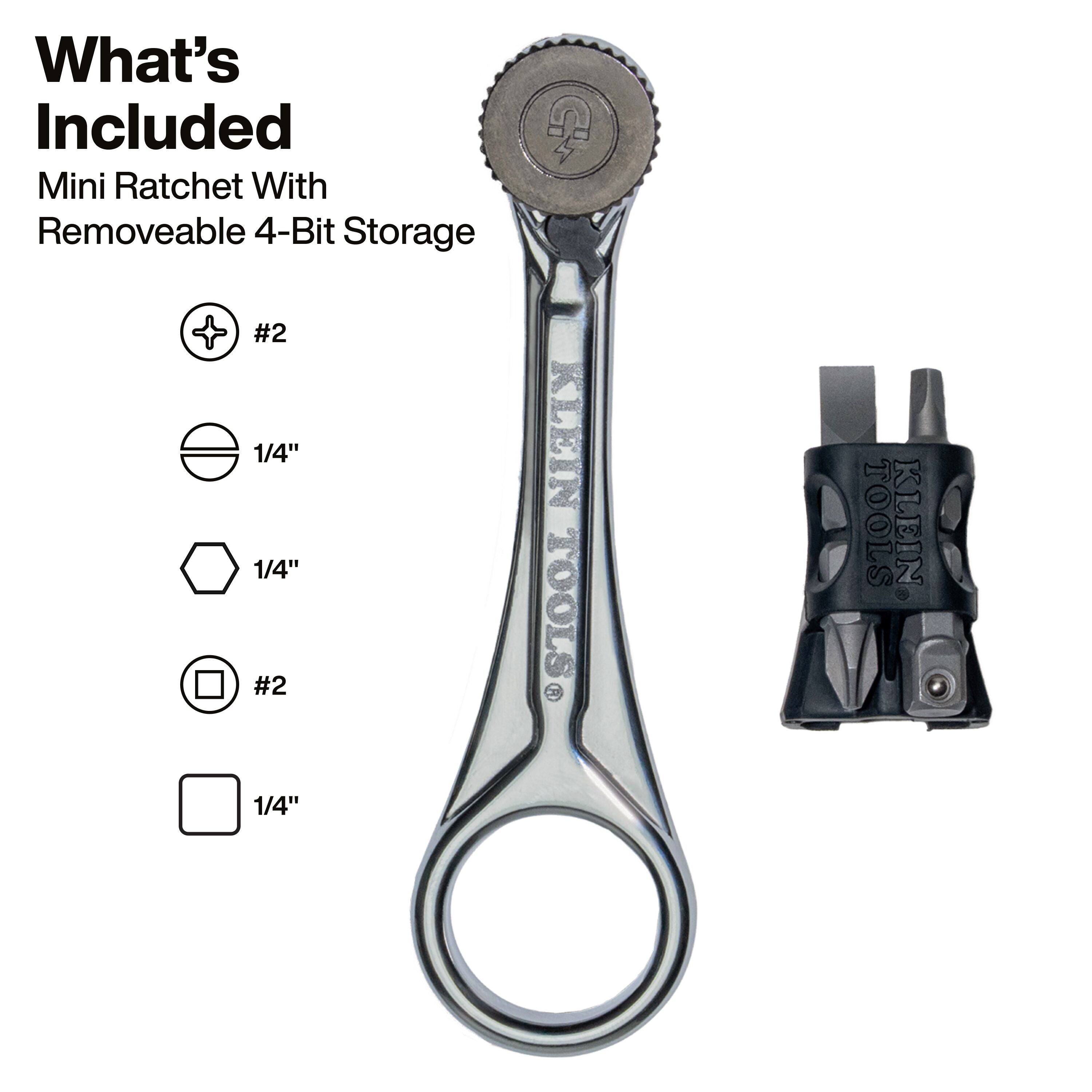 Klein Tools 65200MAG Slim-Profile Magnetic Mini Ratchet - Edmondson Supply