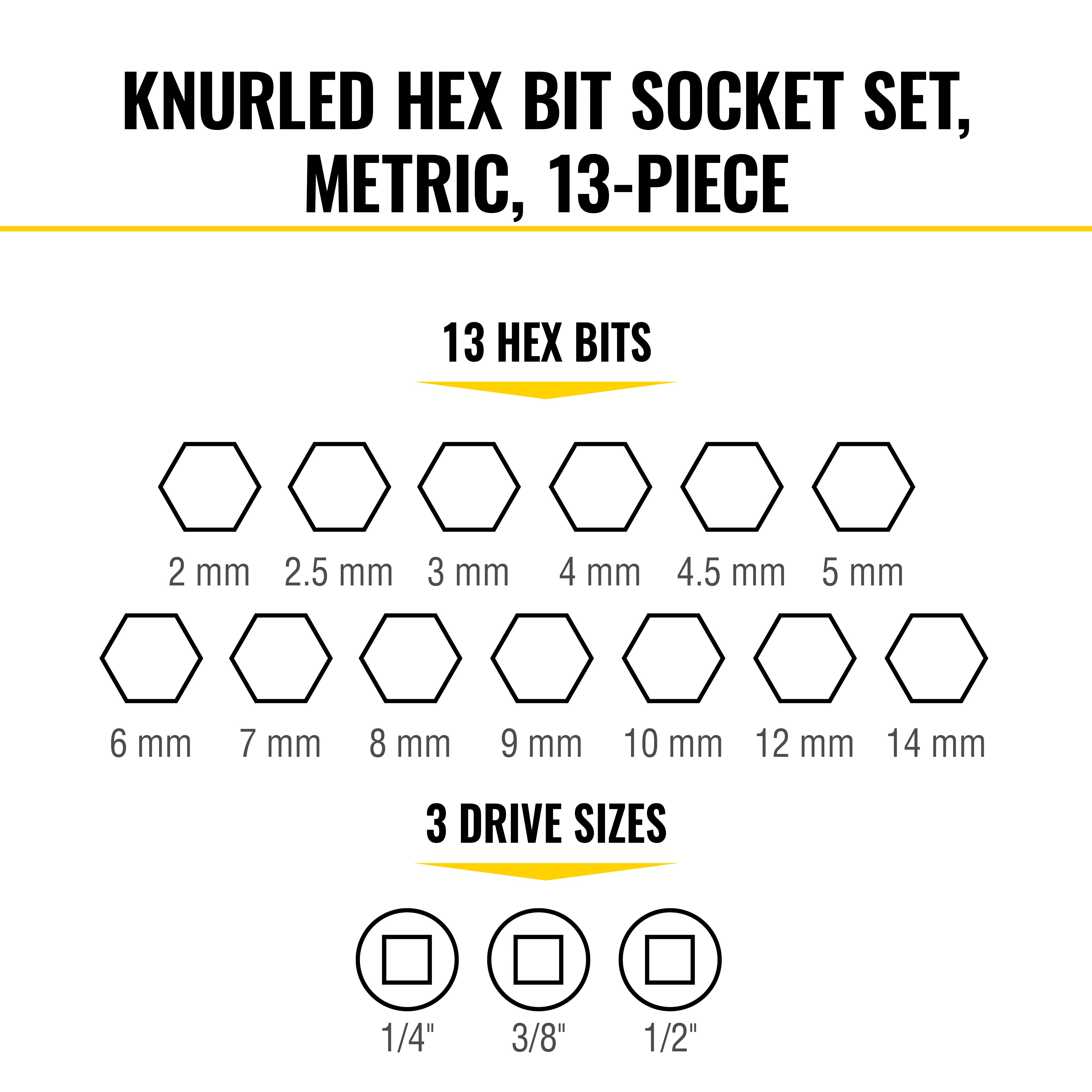 Klein Tools 65213HEXM Knurled Hex Bit Socket Set, Metric, 13-Piece - Edmondson Supply