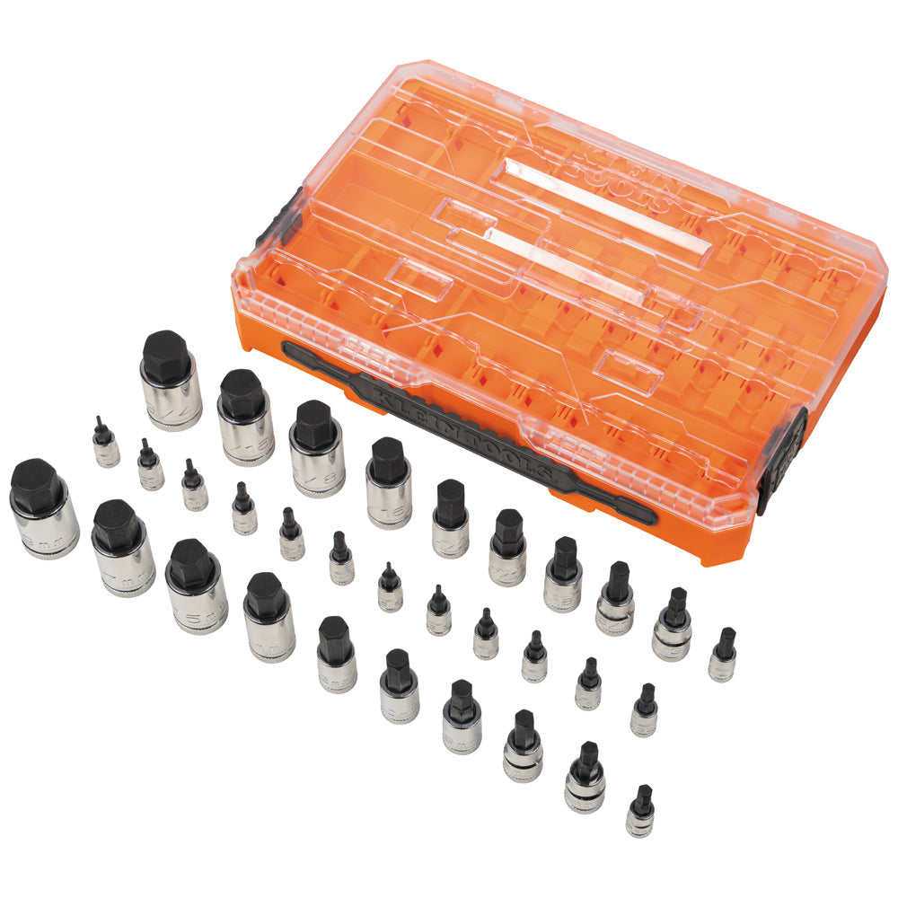 Klein Tools 65233HEX Knurled Hex Bit Socket Set, SAE and Metric, 33-Piece - Edmondson Supply