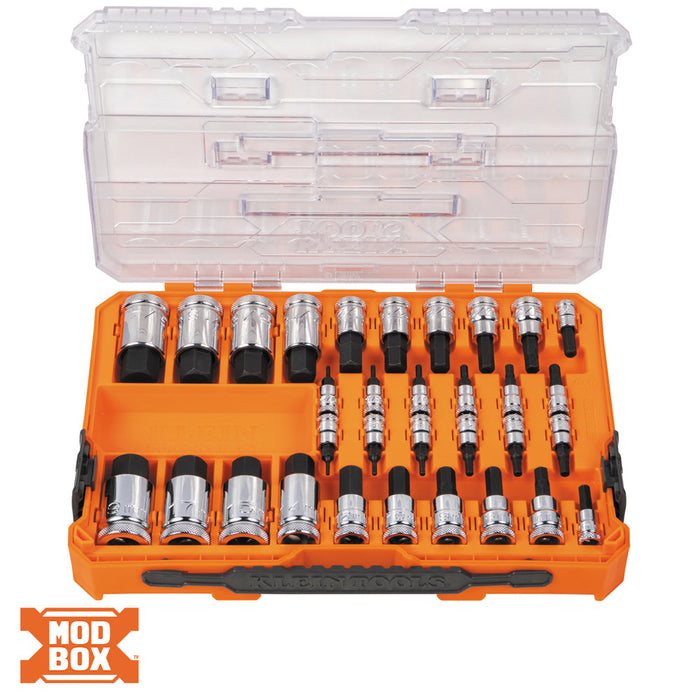 Klein Tools 65233HEX Knurled Hex Bit Socket Set, SAE and Metric, 33-Piece - Edmondson Supply