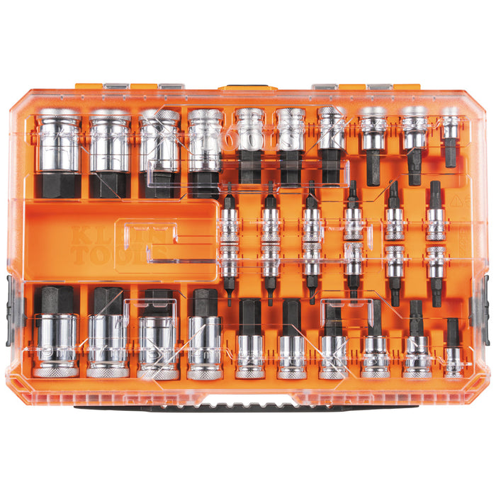 Klein Tools 65233HEX Knurled Hex Bit Socket Set, SAE and Metric, 33-Piece - Edmondson Supply