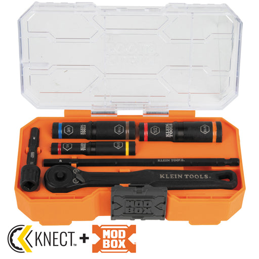 Klein Tools 65238 KNECT™ Essential Deep-Well Heavy-Duty Flip Socket Set, SAE 7-Piece - Edmondson Supply