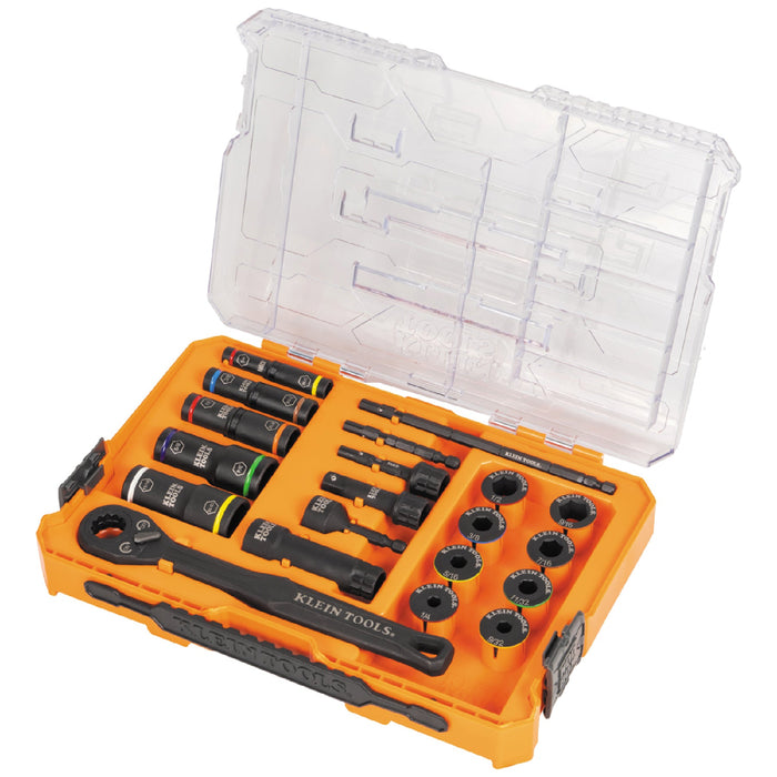 Klein Tools 65240 KNECT™ Impact Pass Through and Deep-Well Flip Socket Set, 20-Piece - Edmondson Supply