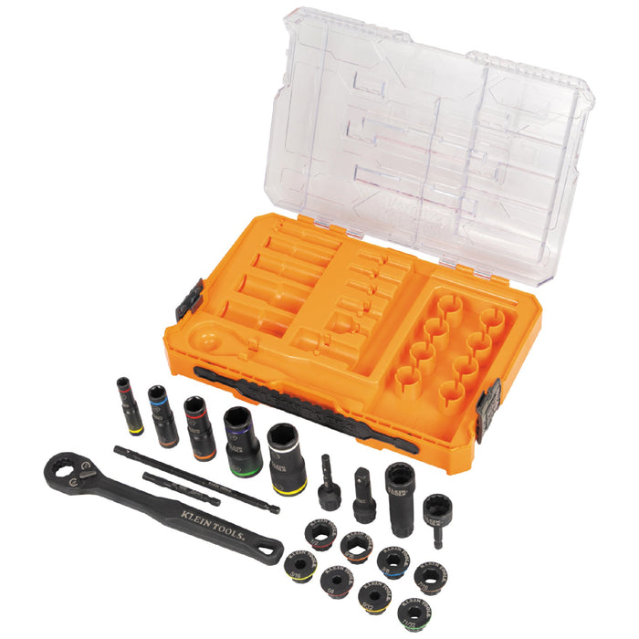 Klein Tools 65240 KNECT™ Impact Pass Through and Deep-Well Flip Socket Set, 20-Piece - Edmondson Supply